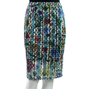 Vibrant Floral Embroidered Pencil Skirt